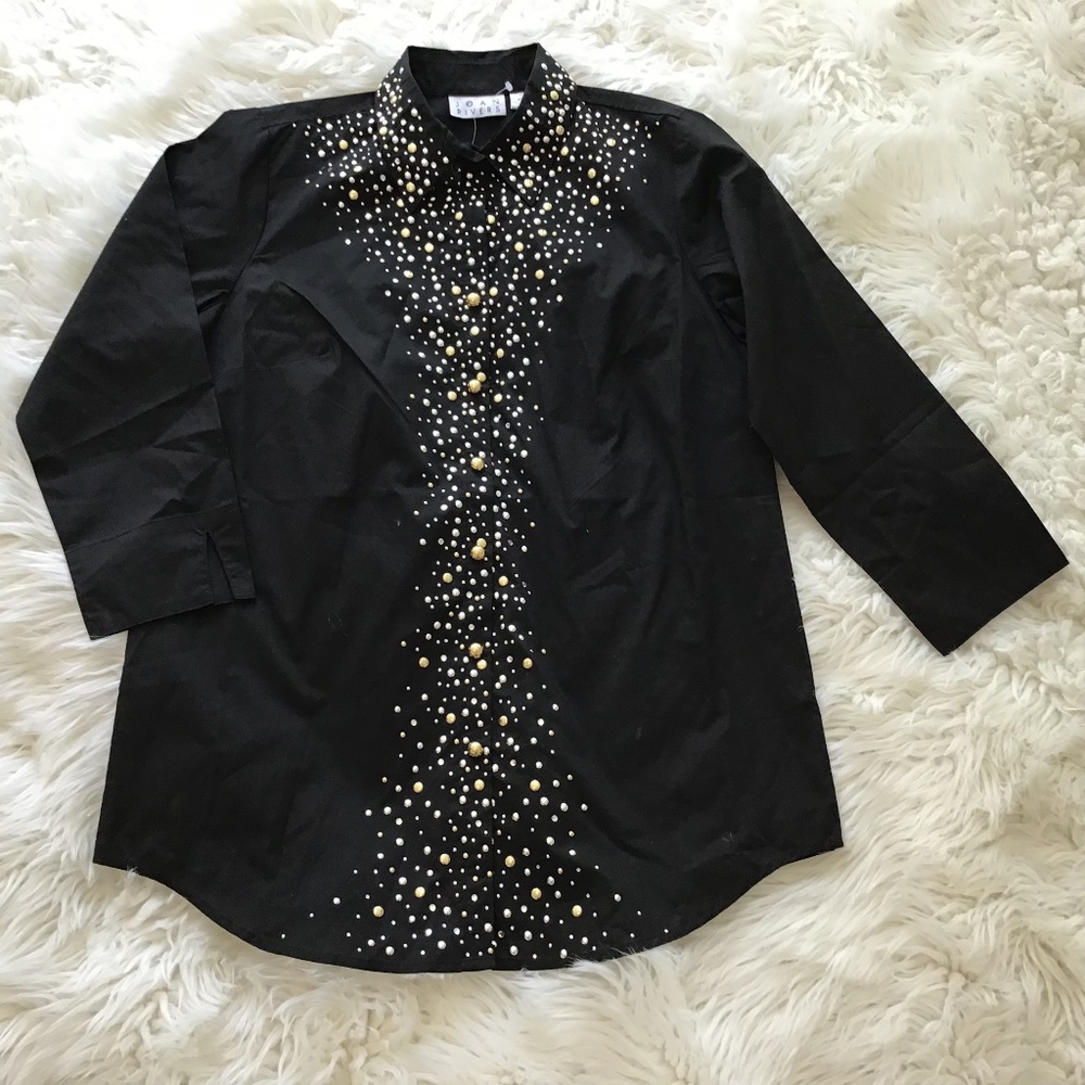 Joan Rivers studded button down top